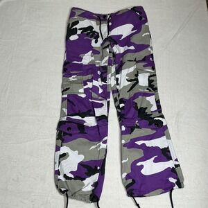 ROTHCO Purple Camo Cargo Pants Women's XXS Combat Tested Drawstring Gorpcore